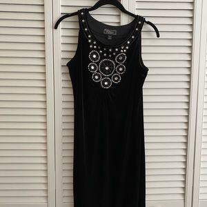 Black velvet dress with beads and details